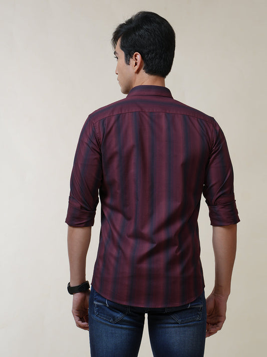 Maroon Stripes Casual Shirt