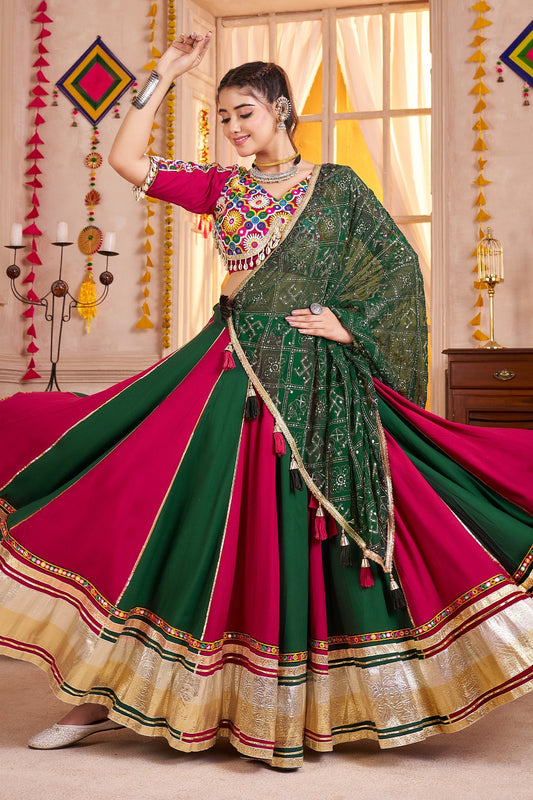Multi Colored Viscose Cotton Kachchi Mirror Worked Chaniya Choli