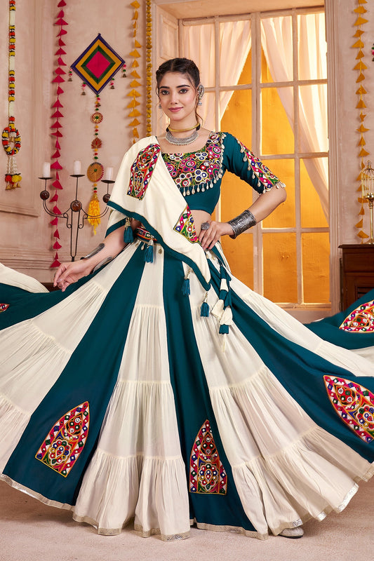 Multi Colored Viscose Cotton Kachchi Mirror Worked Chaniya Choli