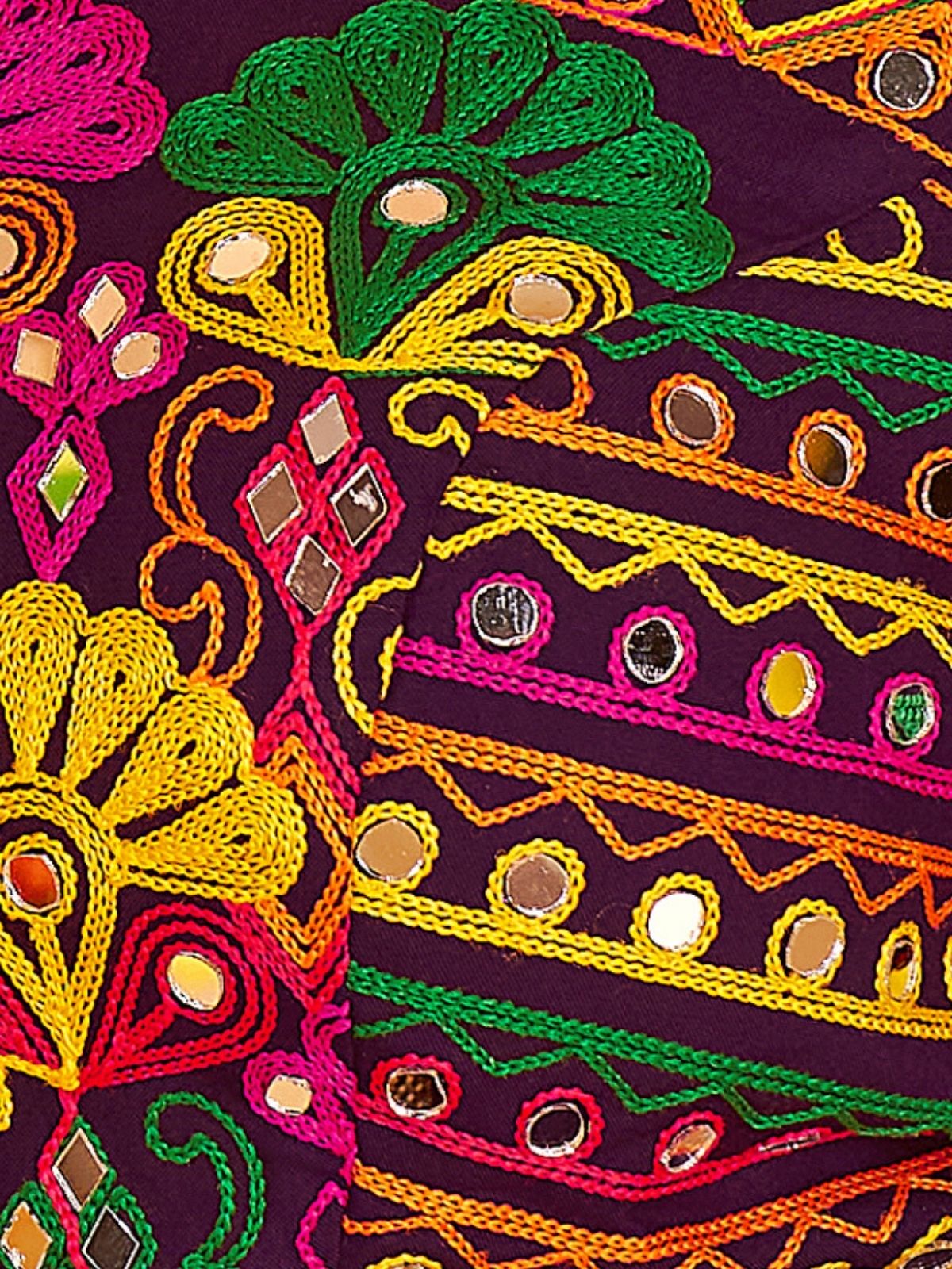 Odette Multicolor Viscose Cotton Embroidered Semi-Stitched lehenga With Stunning Tassels And Embroidered Waist Belt For Women