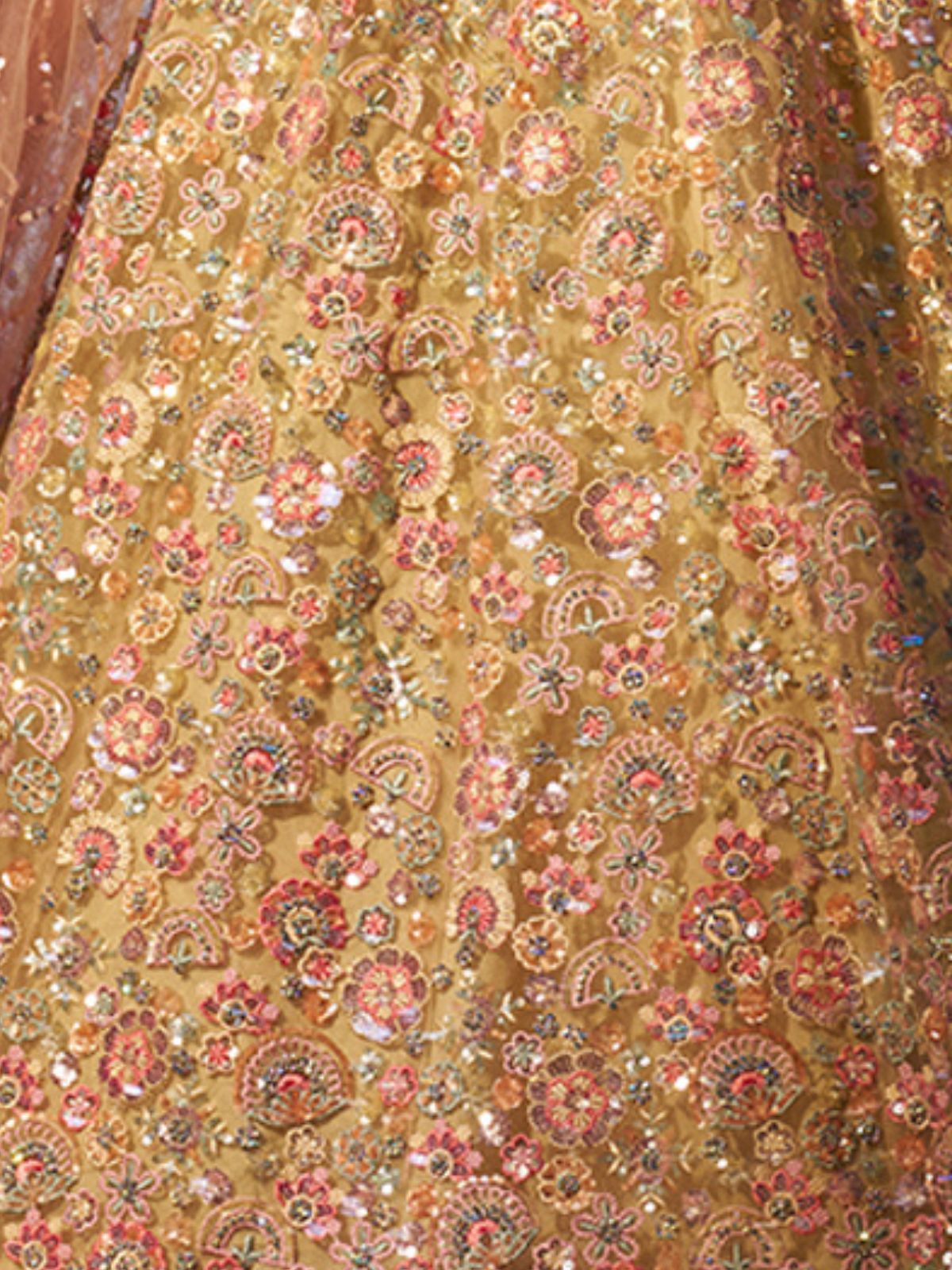 Odette Yellow Net Embroidered Semi-Stitched Lehenga For Women