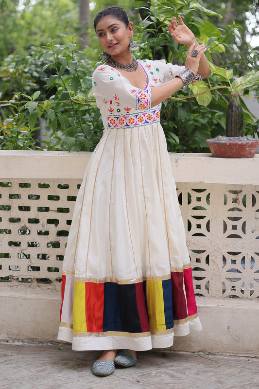 Off White Rayon Kurti with Kachchi Work