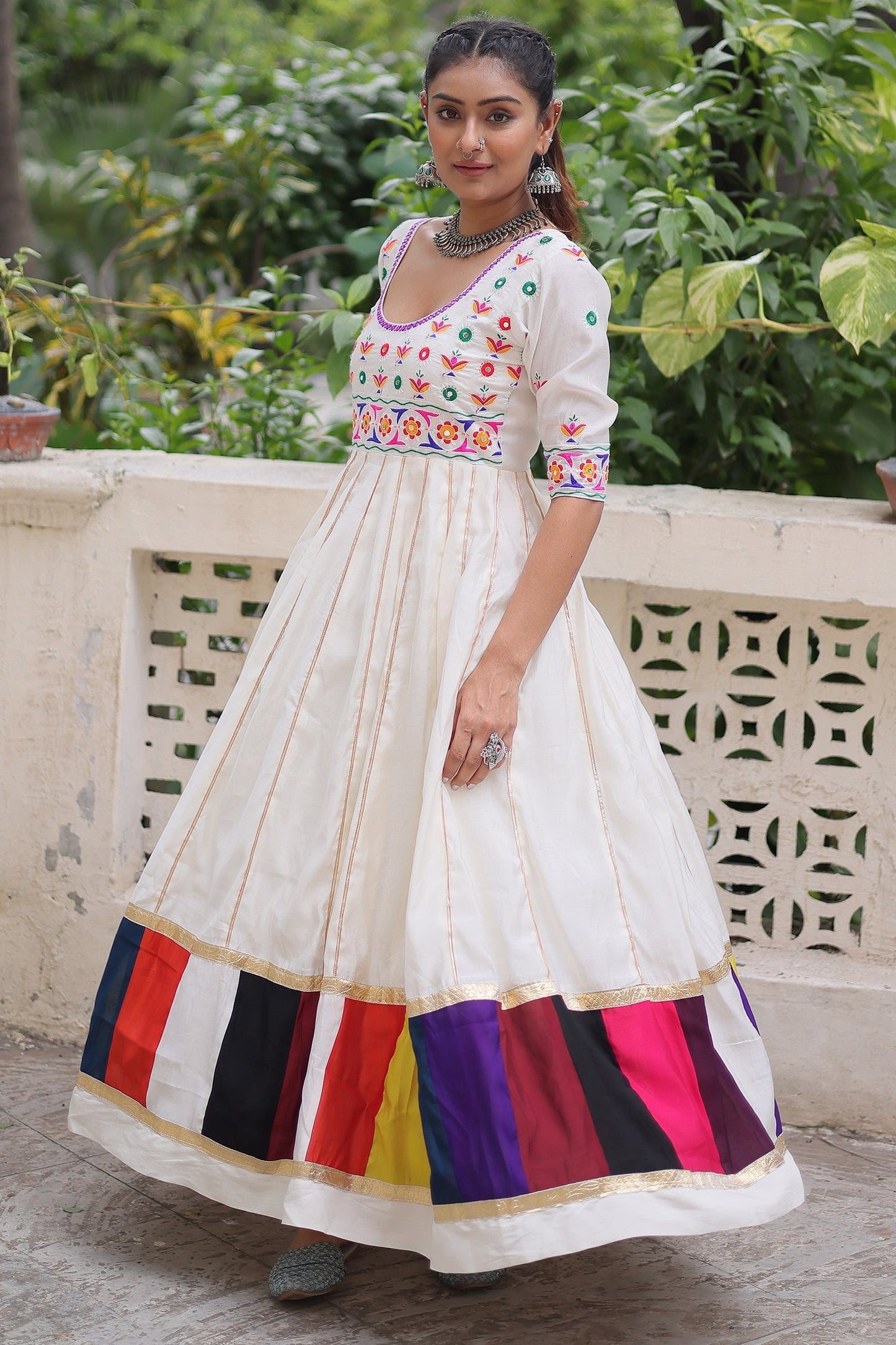 Off White Rayon Kurti with Kachchi Work