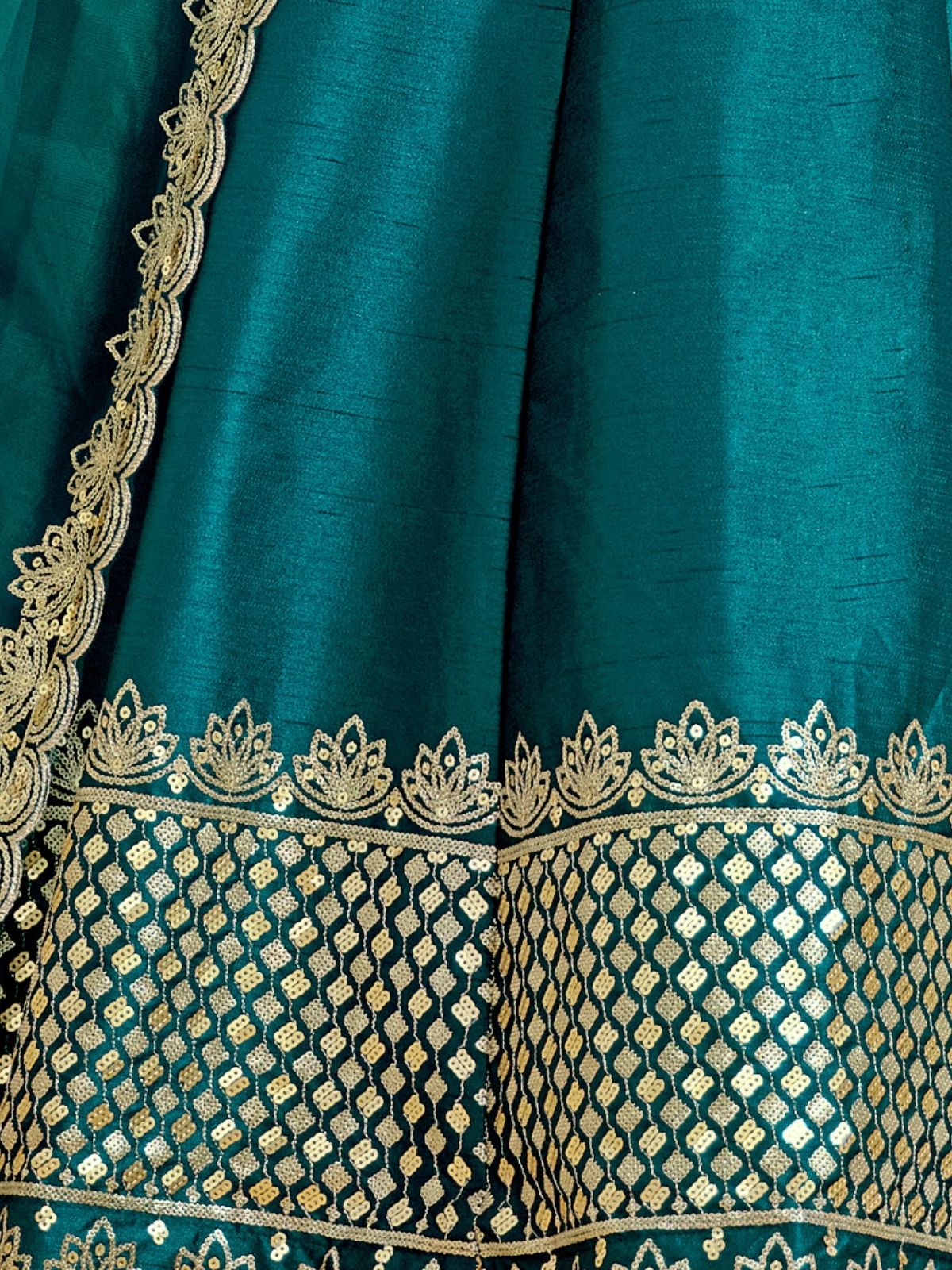 Odette Blue Art Silk Embellished Semi-Stitched lehenga For Women