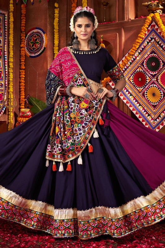 Multi Colored Viscose Cotton Chaniya Choli with Bandhej and Kachchi Work Dupatta