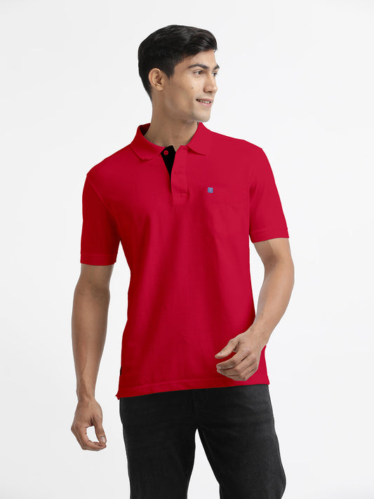 Burgundy Plain Polo Casual T Shirt