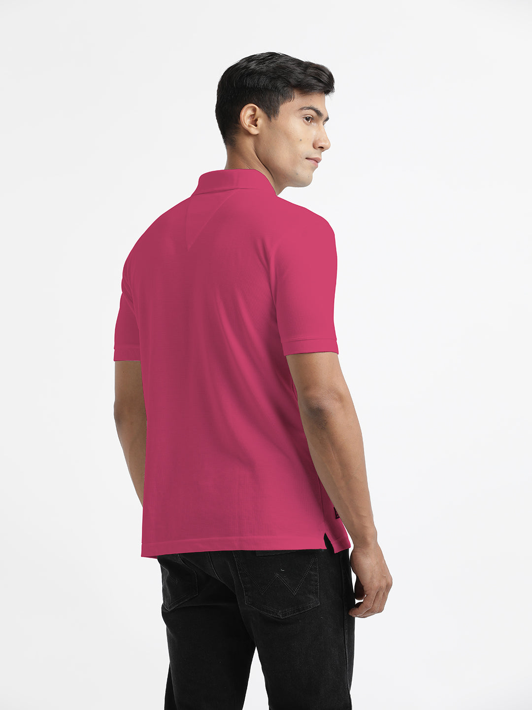 Coral Pink Plain Polo Casual T Shirt