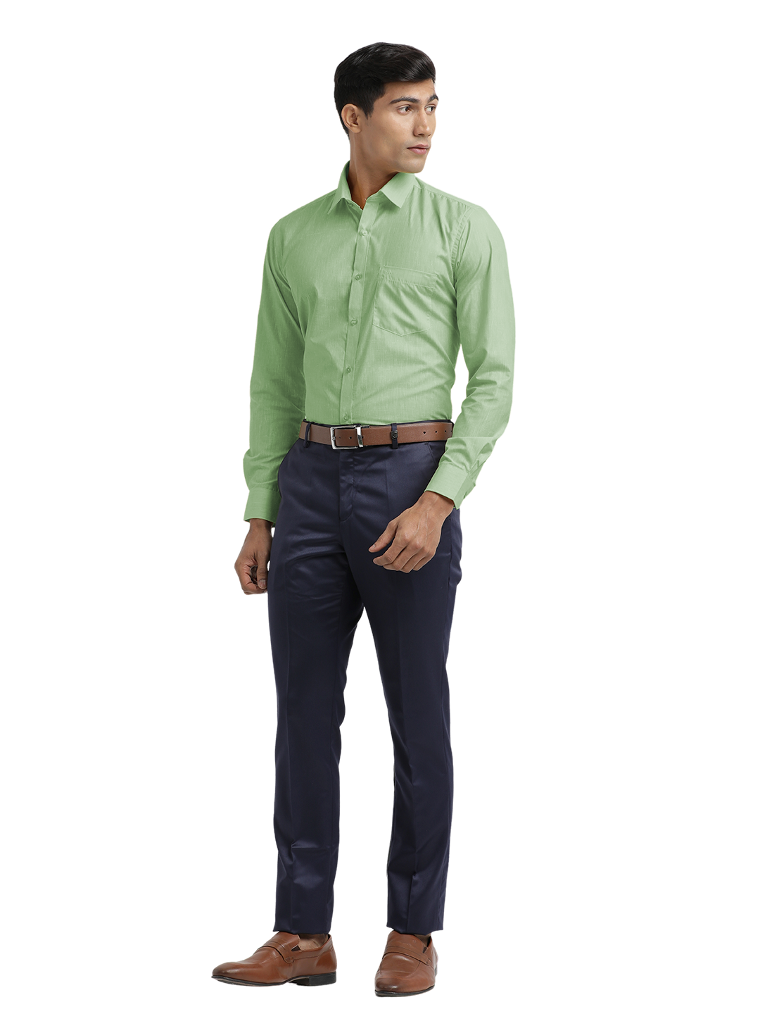 Light Green Poly Cotton Solid Shirt