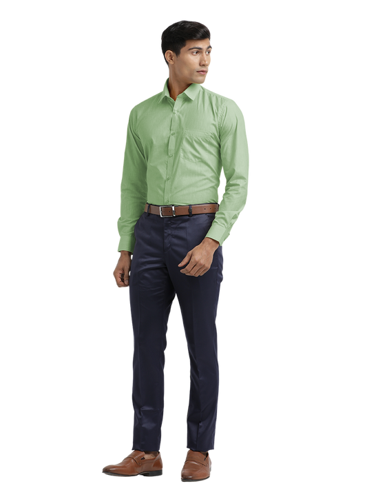 Light Green Poly Cotton Solid Shirt