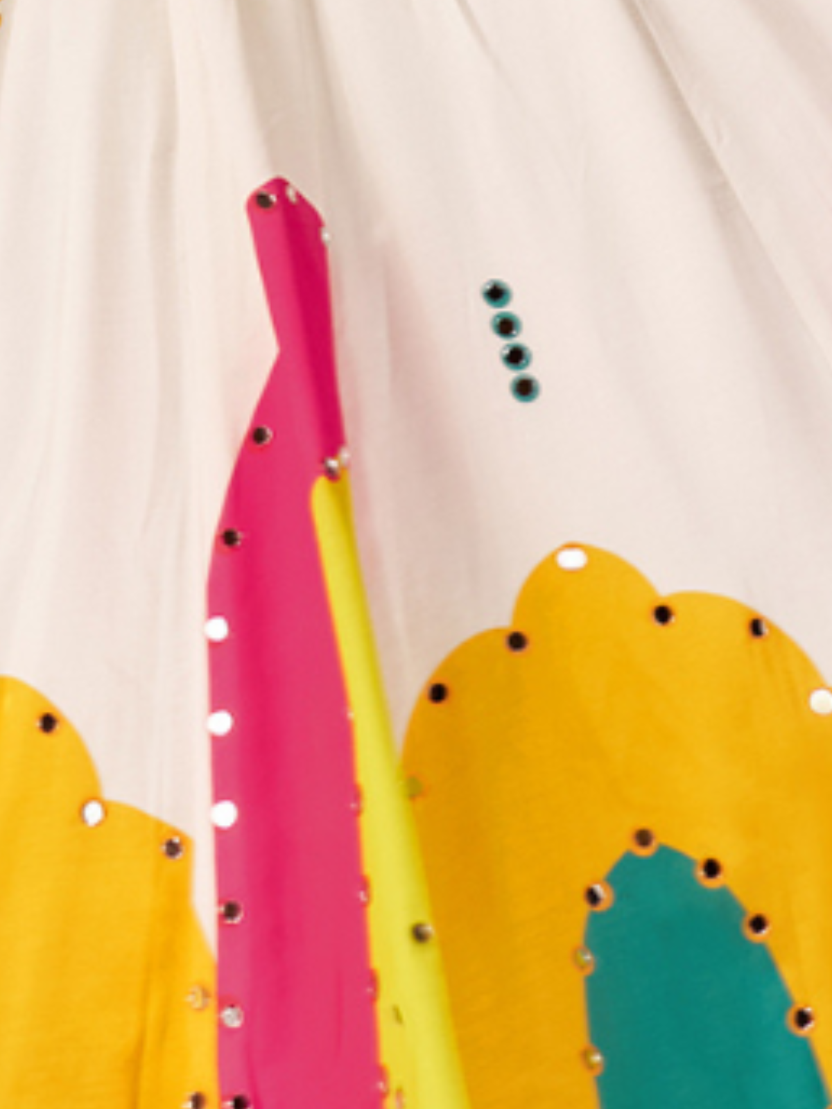 Odette White Silk Blend Printed Semi-Stitched Lehenga For Women