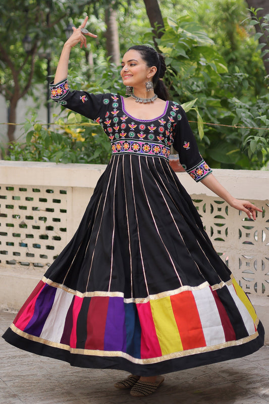Black Rayon Kurti with Kachchi Work