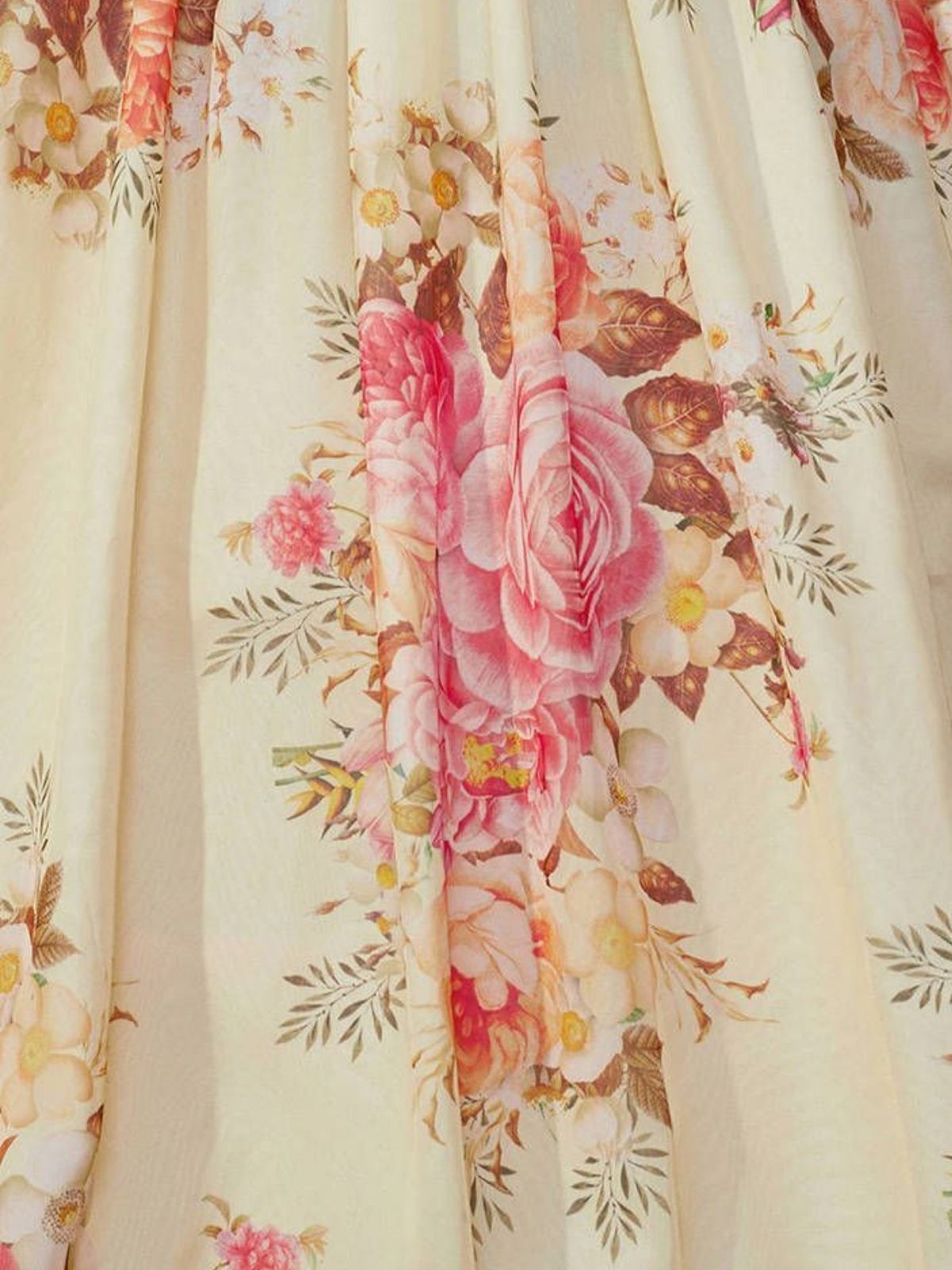 Odette Off-White Organza Printed Semi-Stitched lehenga For Women