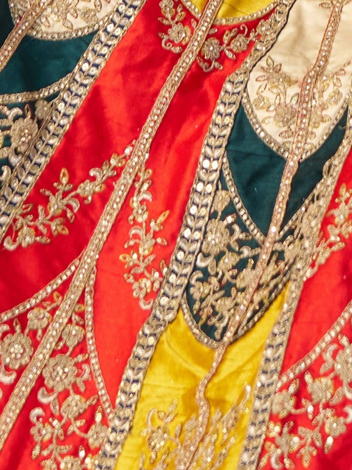 Odette Multicolor Silk Blend Embroidered Semi-Stitched Lehenga For Women