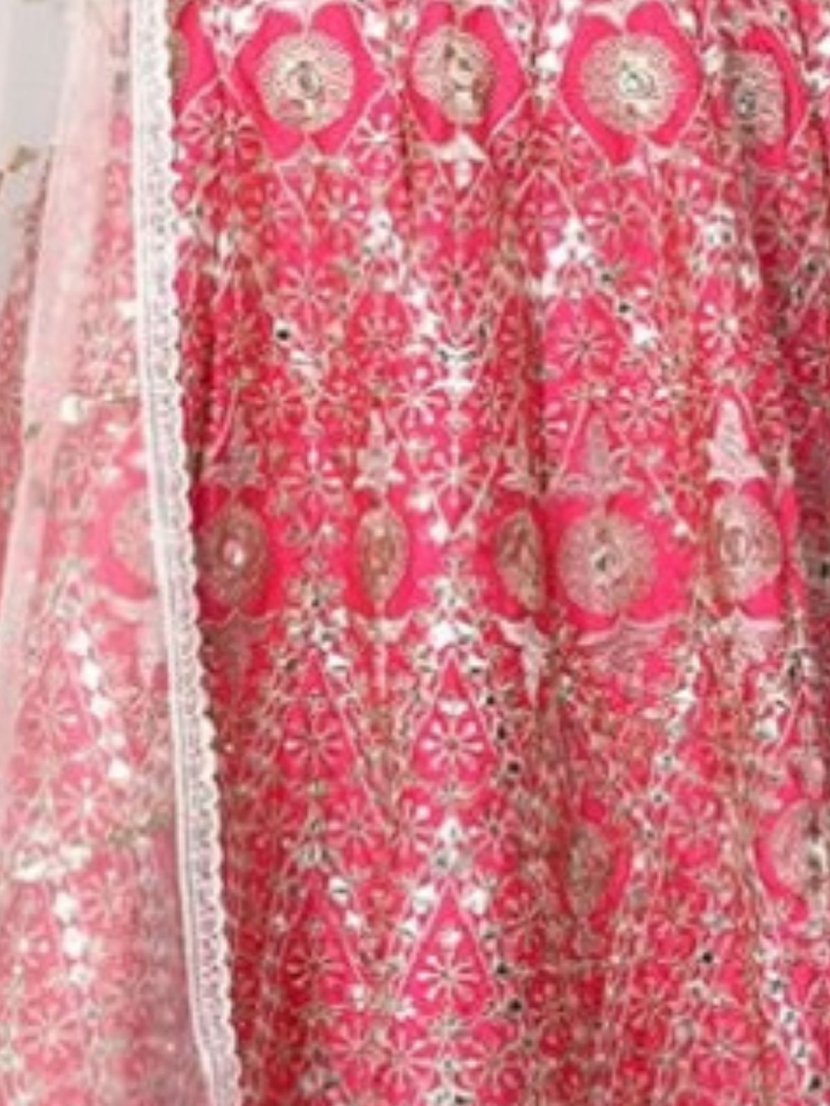 Odette Pink Silk Blend Embellished Semi-Stitched Lehenga For Women