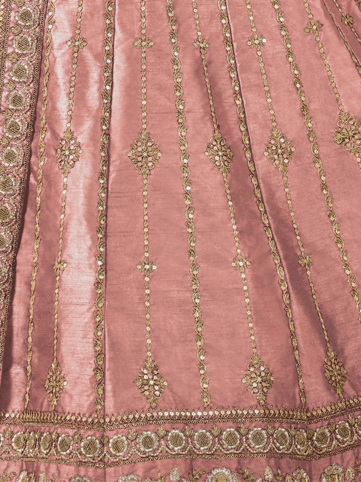 Odette Pink Art Silk Embroidered Semi-Stitched lehenga For Women