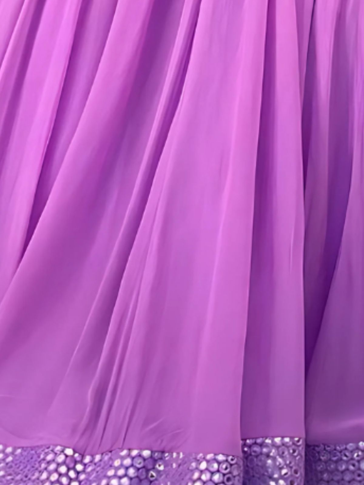 Odette Purple Georgette Embroidered Semi-Stitched lehenga For Women