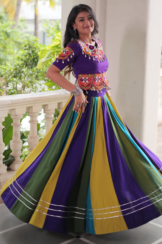 Multi Colored Georgette Plain Chaniya with Kachchi Work Choli