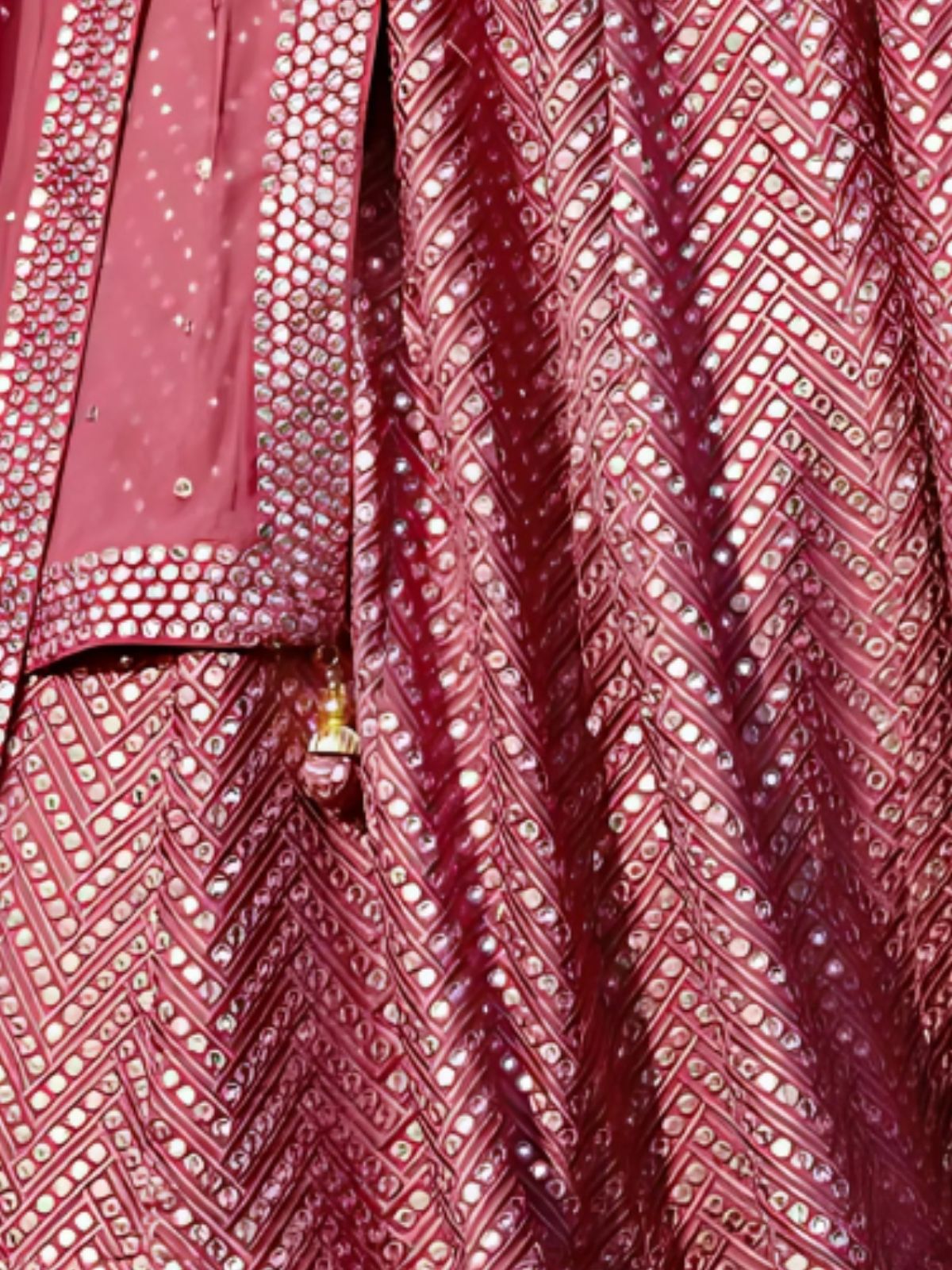 Odette Pink Georgette Embellished Semi-Stitched lehenga For Women