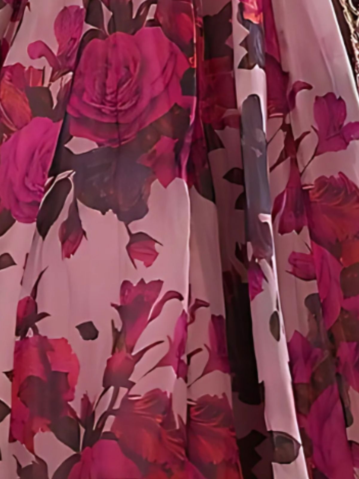 Odette Purple Organza Printed Semi-Stitched lehenga For Women