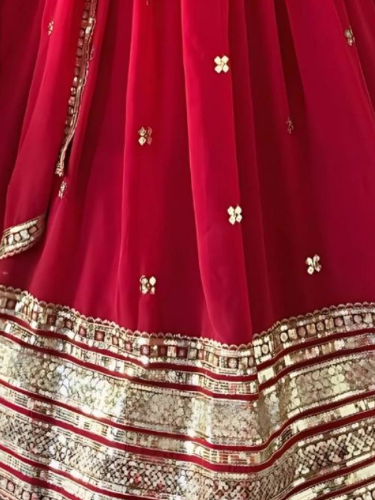 Odette Red Georgette Embellished Semi-Stitched lehenga For Women