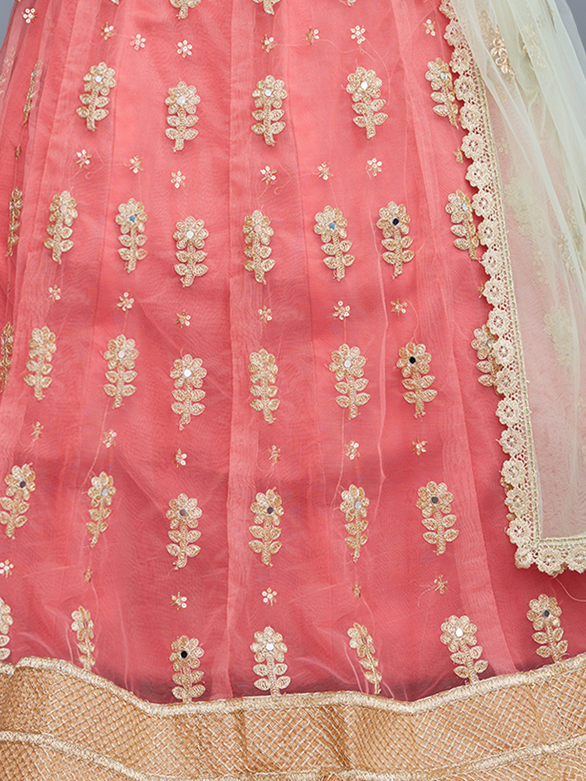 Odette Women Pink Embroidered Art Silk Semi Stitched Lehenga With Unstitched Blouse