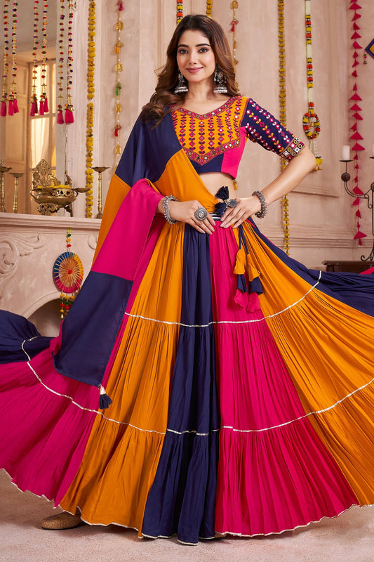 Multii Colored Viscose Frill and Flared Printed Chaniya Choli