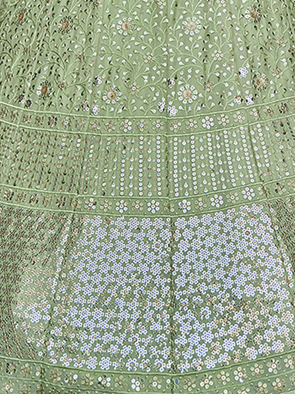 Odette Olive Embellished Georgette Semi Stitched Lehenga With Blouse For Women