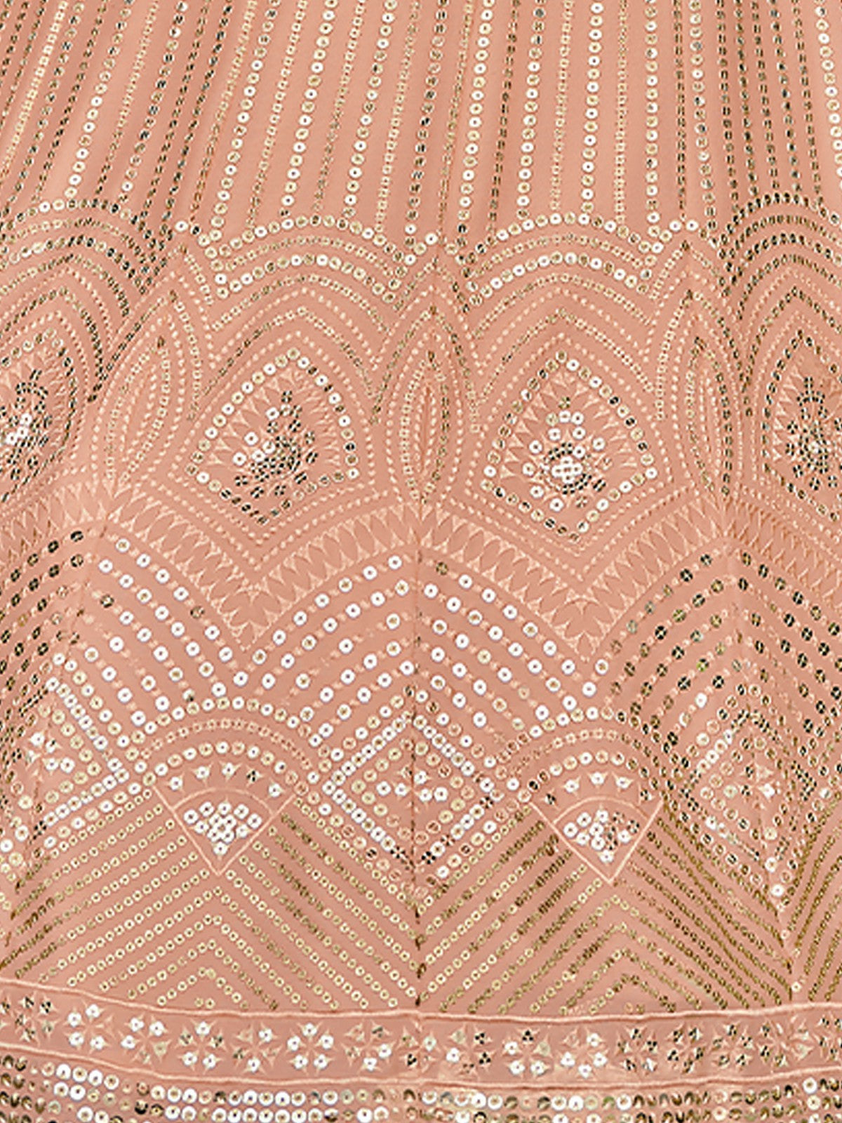 Odette Peach Embellished Georgette Semi Stitched Lehenga With Blouse For Women