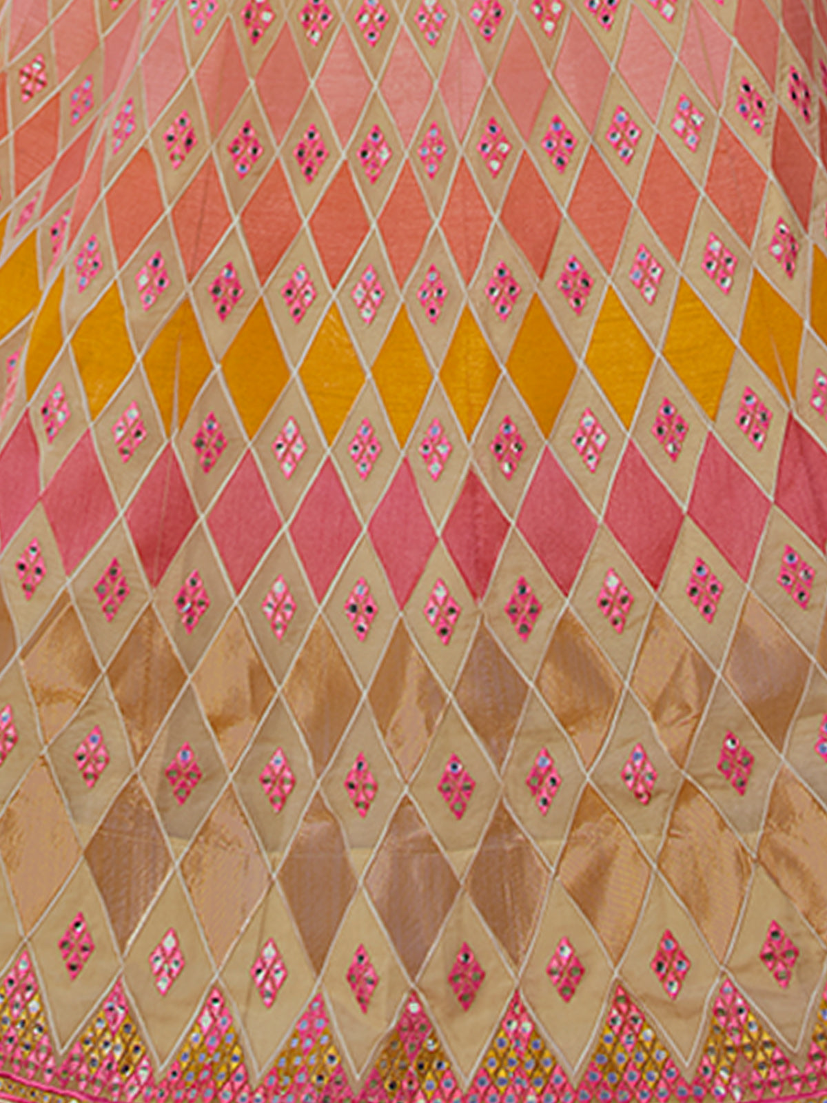 Odette Beige Embroidered Organza Semi Stitched Lehenga With Blouse For Women