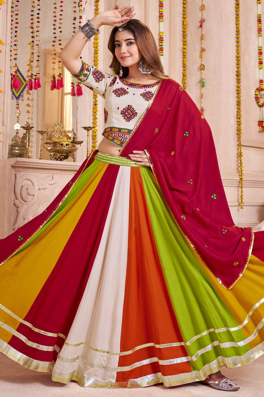 Multi Colored Viscose Cotton Flared Chaniya Choli