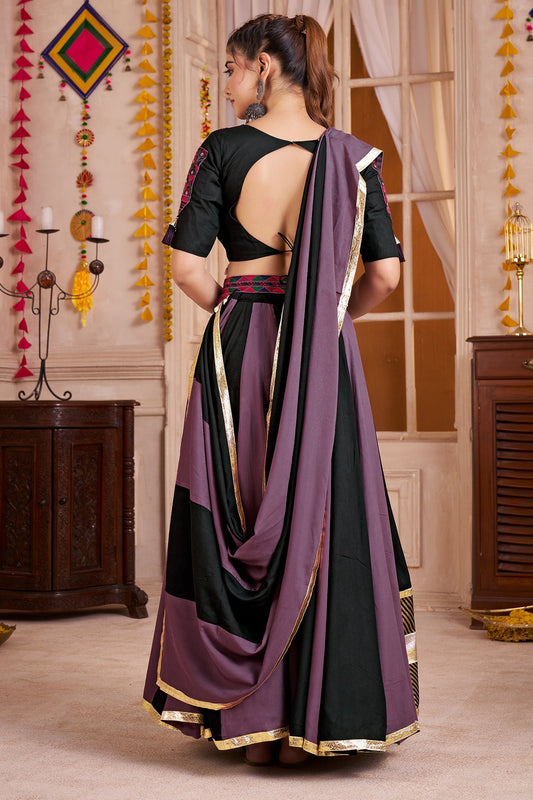 Multi Colored Viscose Flared Printed Chaniya Choli with Kachchi Work Dupatta