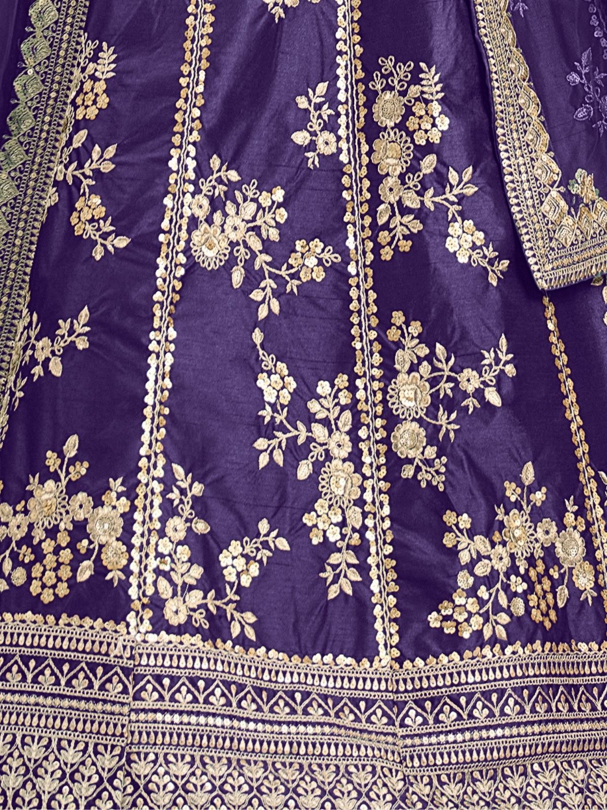 Odette Blue Art Silk Embroidered Semi-Stitched lehenga For Women