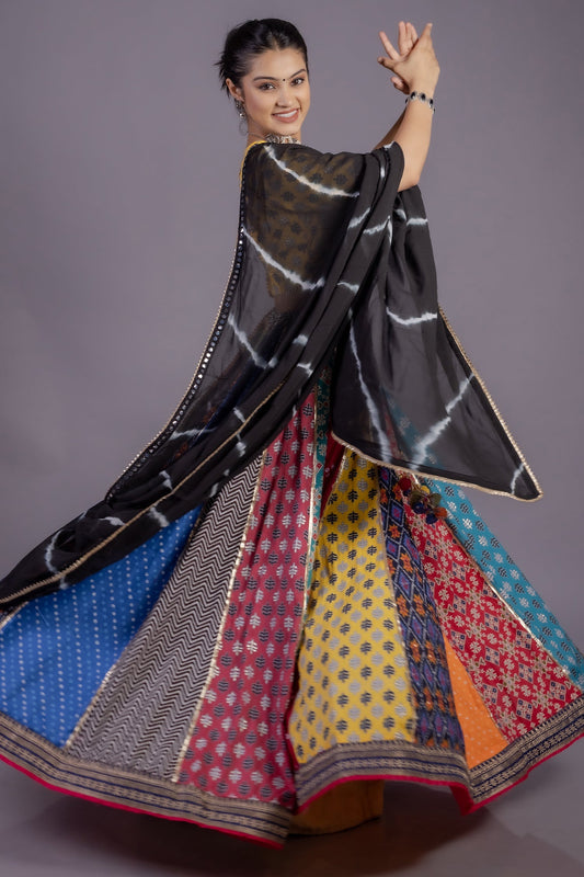 Multi Colored Cotton Flared Printed Chaniya Choli