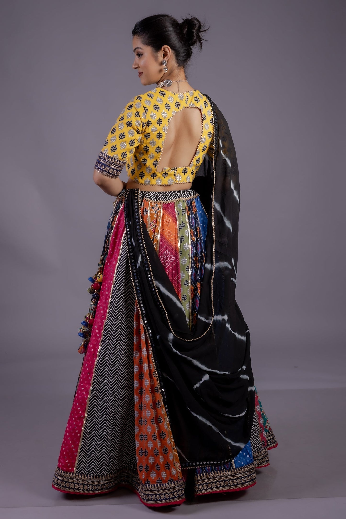 Multi Colored Cotton Flared Printed Chaniya Choli