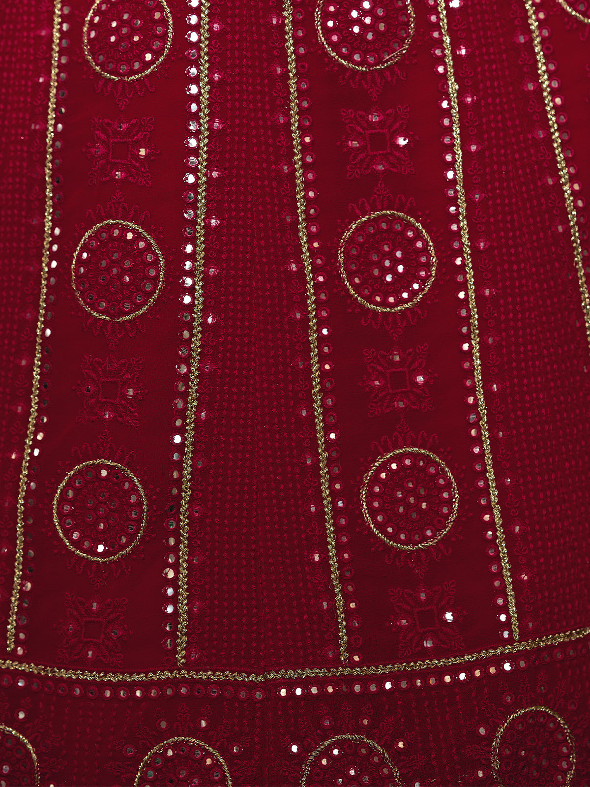 Odette Women Embroidered Pink Georgette Semi Stitched Lehenga With Blouse Piece