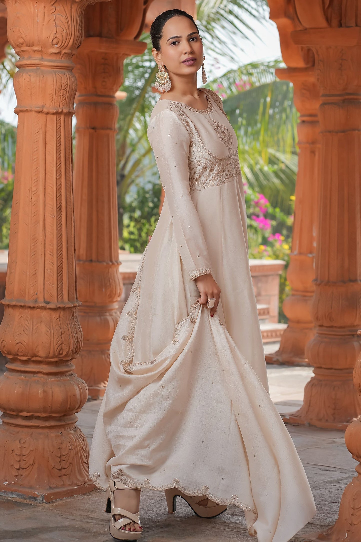 Art Silk Embroidered Anarkali Kurti Set