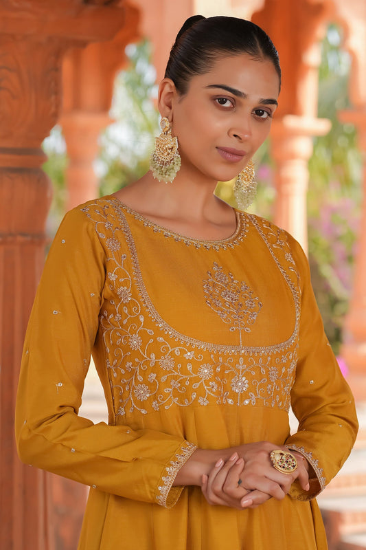 Art Silk Embroidered Anarkali Kurti Set