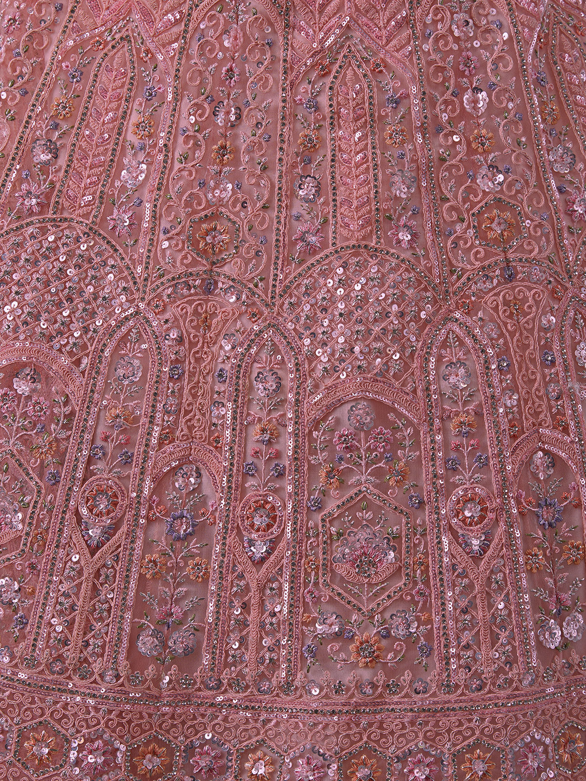 Odette Pink Embellished Soft Net Semi Stitched Lehenga With Blouse For Women