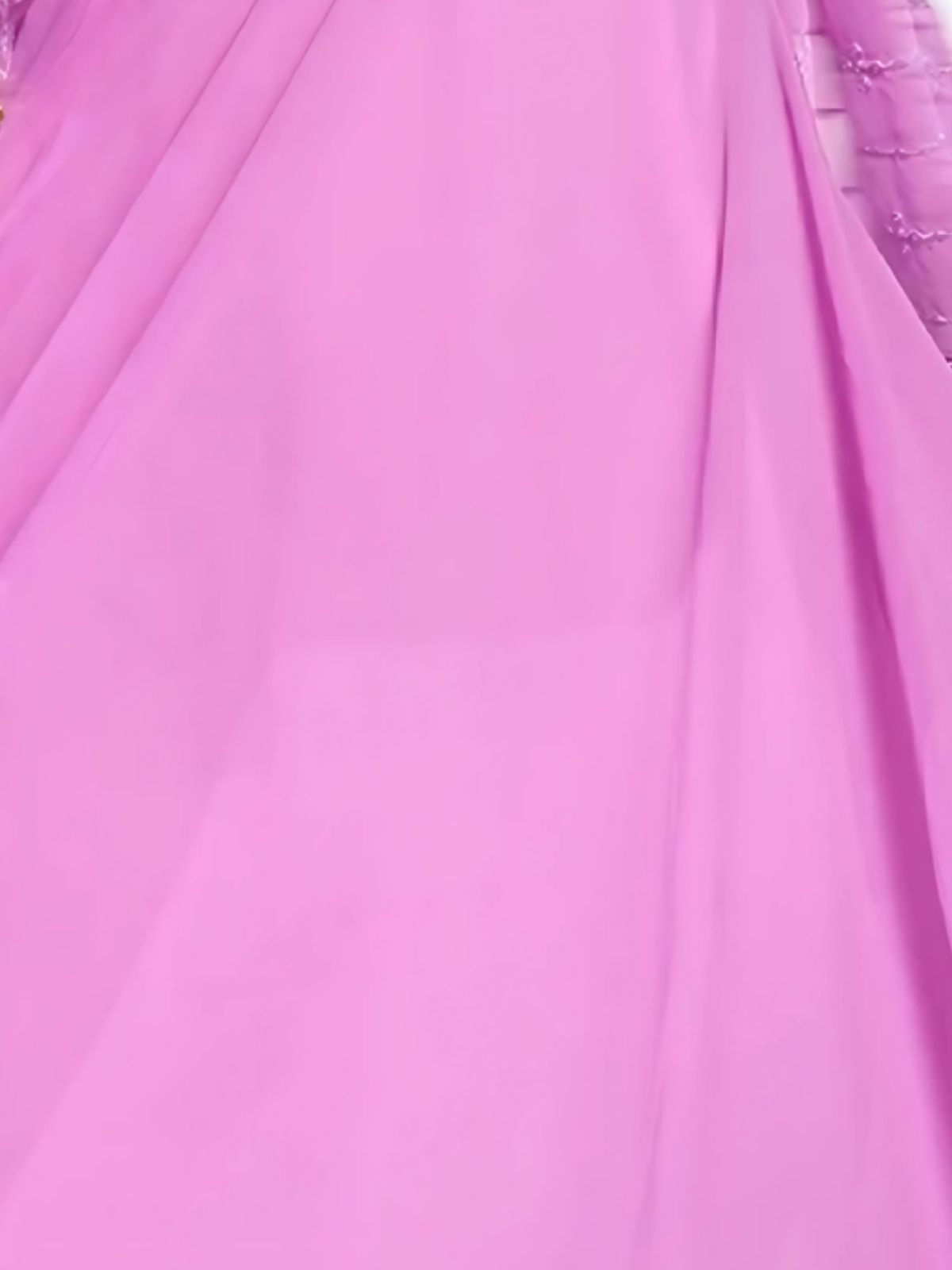 Odette Lavender Georgette Embroidered Semi-Stitched Lehenga For Women