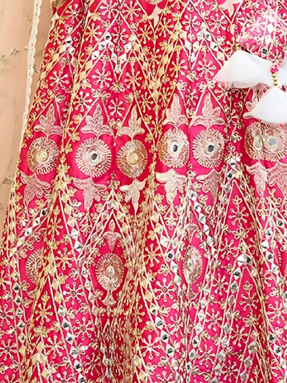 Odette Pink Silk Blend Embroidered Semi-Stitched Lehenga For Women