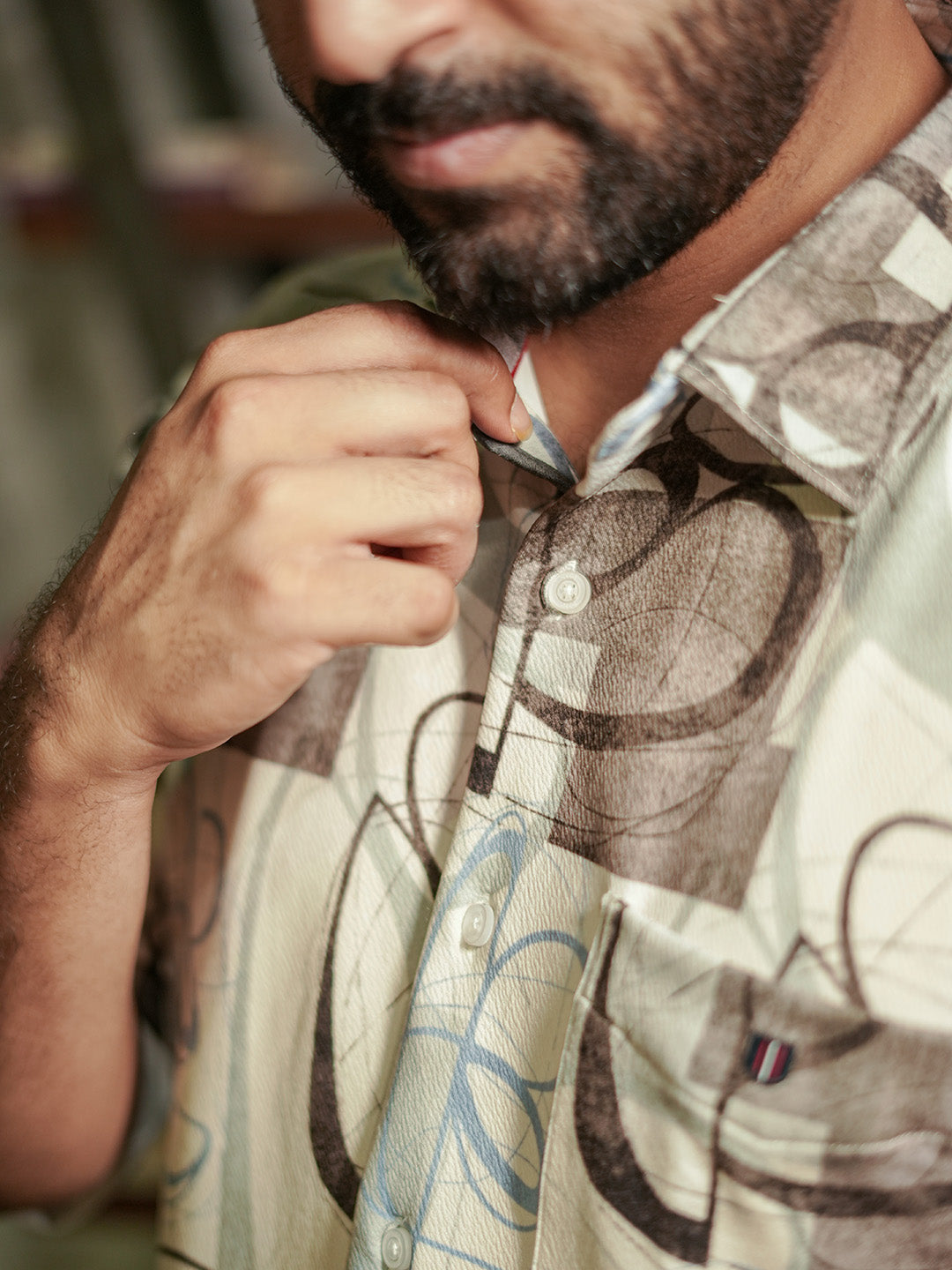 Green Printed Casual Shirt