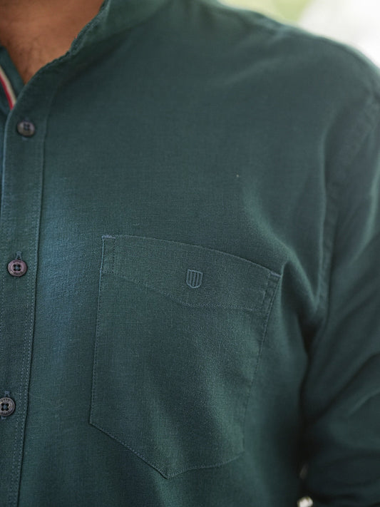 Dark Teal Solid Casual Shirt