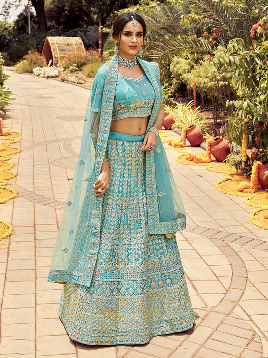 Odette Women Designer Organza Soft Net Semi Stitched Lehenga Choli