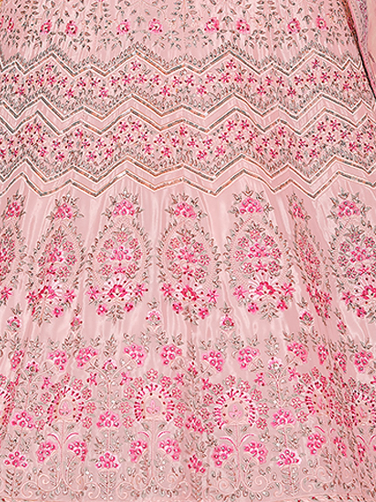 Odette Women Pink Crepe Semi Stitched Lehenga With Unstitched Blouse