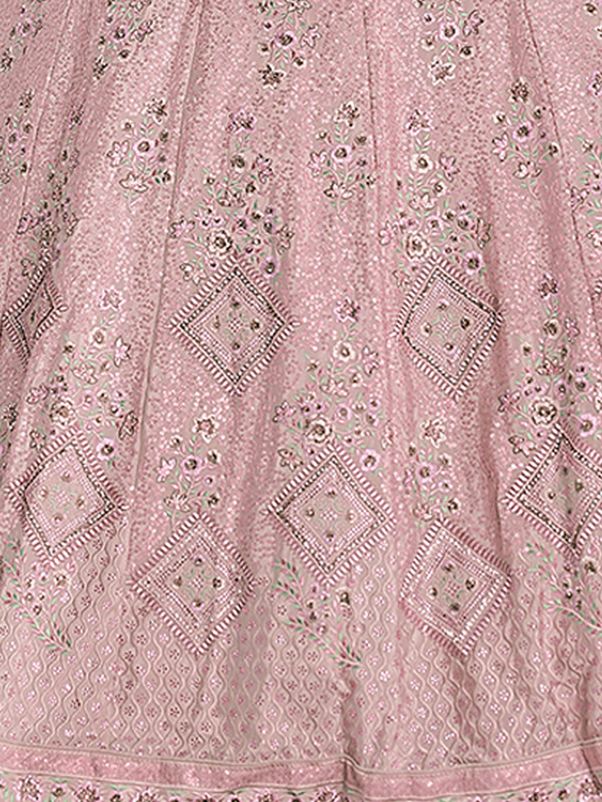 Odette Women Pink Embroidered Semi Stitched Lehenga With Unstitched Blouse