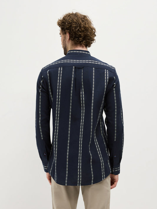 Dark Blue Stripes Casual Shirt