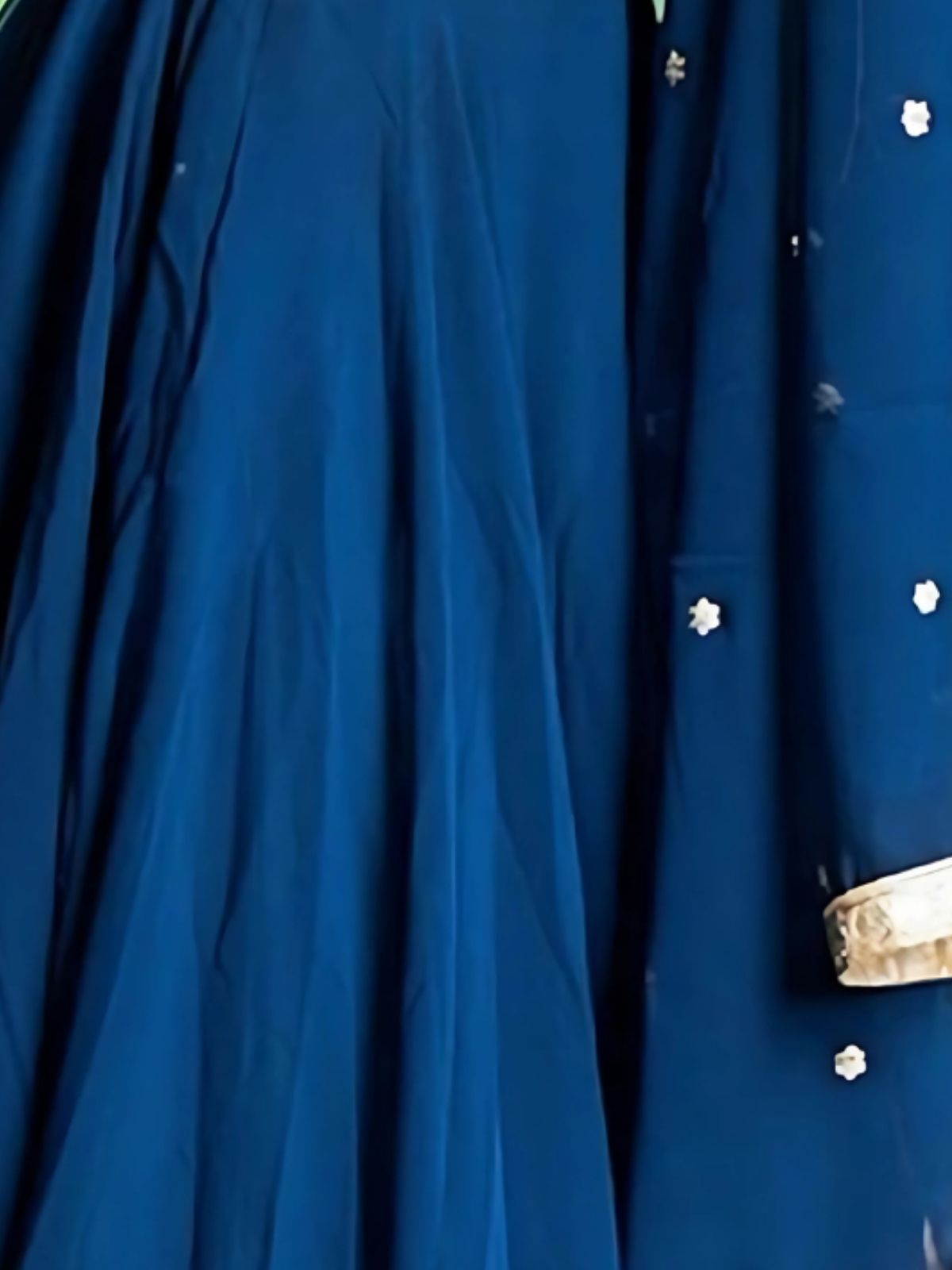 Odette Blue Georgette Embroidered Semi-Stitched lehenga For Women