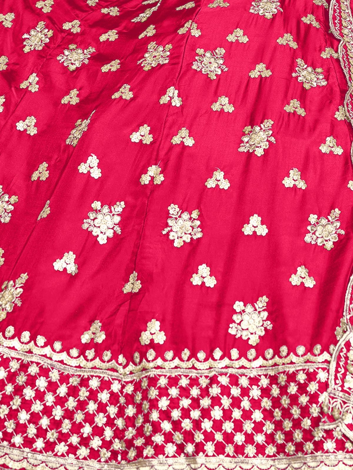 Odette Pink Embroidered Organza Semi Stitched Lehenga With Unstitched Blouse For Women