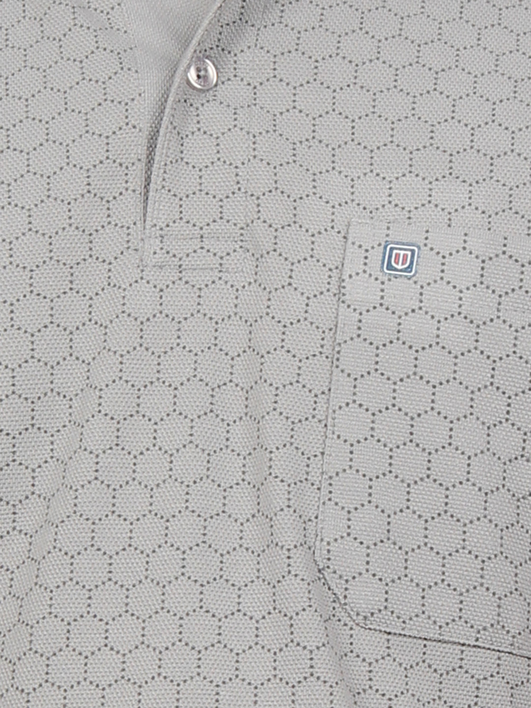 Light Grey Printed Polo T Shirt