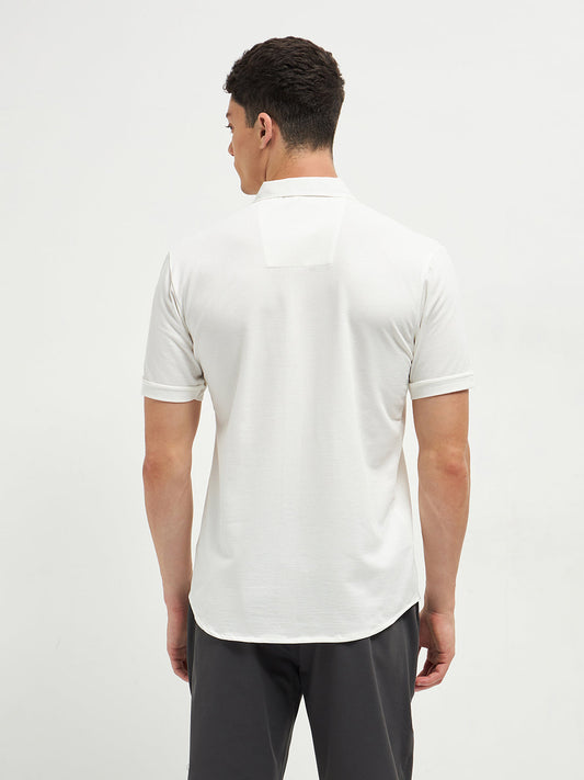 White Button Down Knit T Shirt